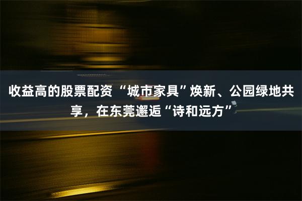 收益高的股票配资 “城市家具”焕新、公园绿地共享，在东莞邂逅“诗和远方”