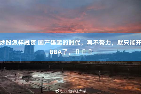 炒股怎样融资 国产雄起的时代，再不努力，就只能开BBA了。 ​​​